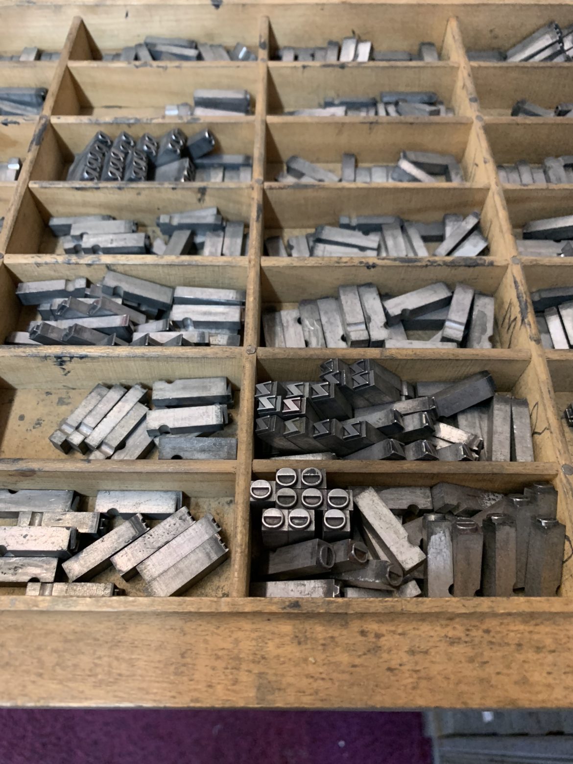 This is a photo of old letters used for a manual printing press